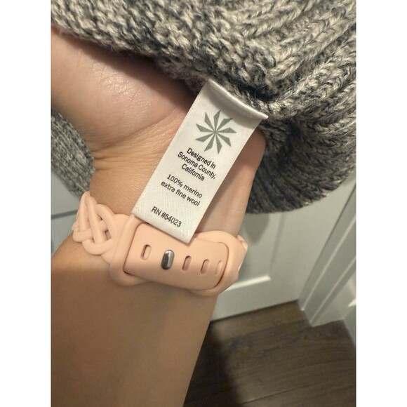 Athleta Traverse City Merino Wool Cowlneck Sweater Large Drawstring Gray Heather - Picture 5 of 6